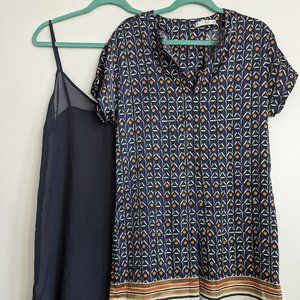 two piece dress set Mango tunic kimono sheer dress tropical pattern summer